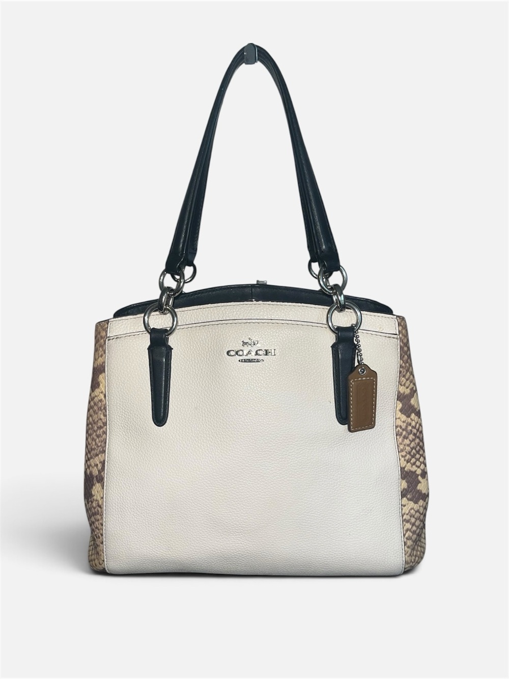 Coach Pebbled Leather Bag in Cream, Brown & Black